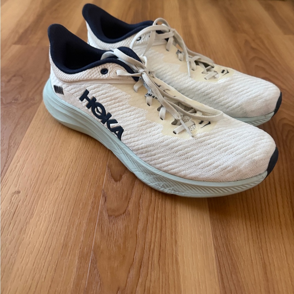 Hoka White and Navy Women Solimar Running Shoes